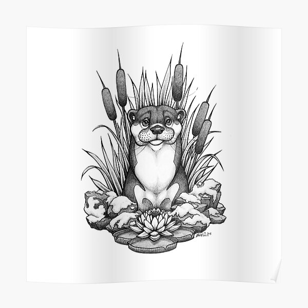 Otter & Aquatic Plants Poster