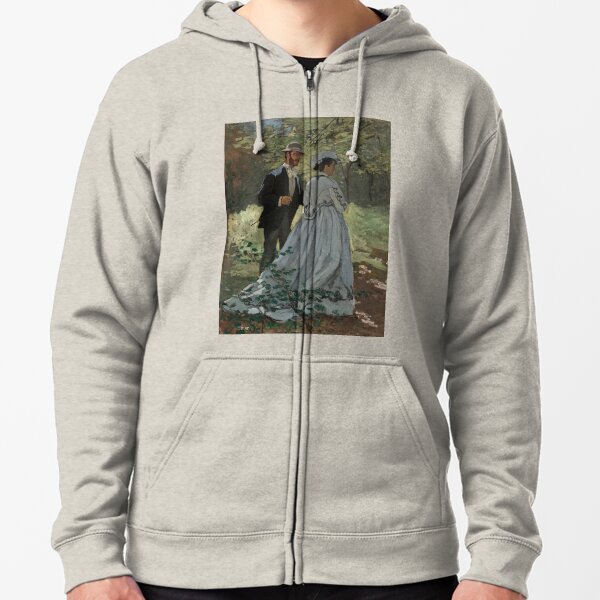 Claude Monet, Bazille and Camille (Study for "Déjeuner sur l'Herbe"), 1865 Painting Zipped Hoodie