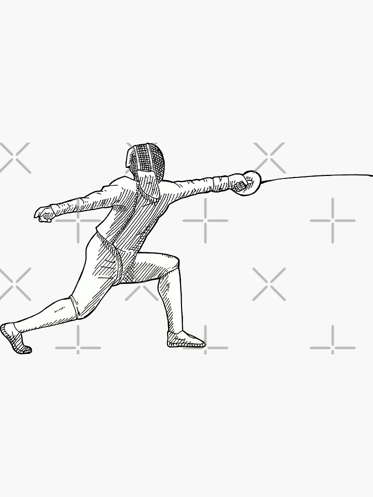 Thumbnail 3 of 3, Sticker, Fencer - Sabre Lunge designed and sold by InkAndSwords.