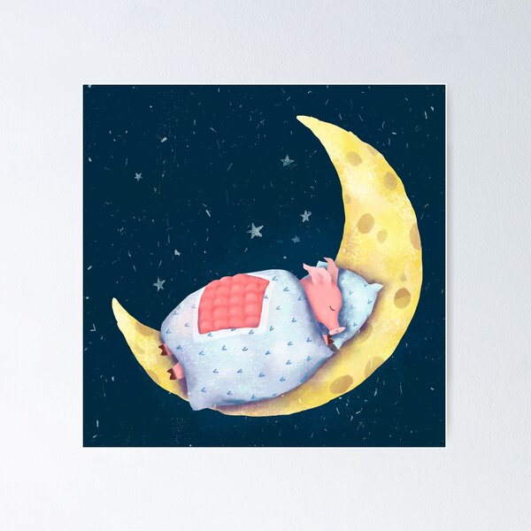 Item preview, Piglet sleeping on the moon. designed and sold by zatmeniee.