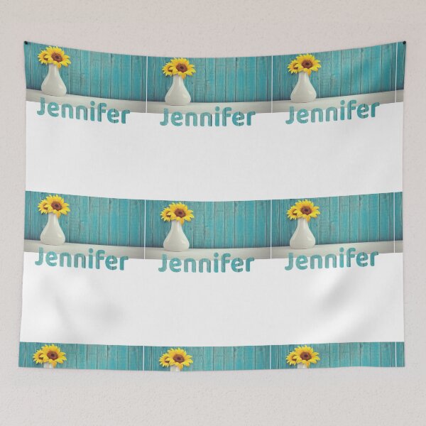 Item preview, Jennifer Vintage Blue Wood Design with Yellow Sun Flowers designed and sold by goodvibing.