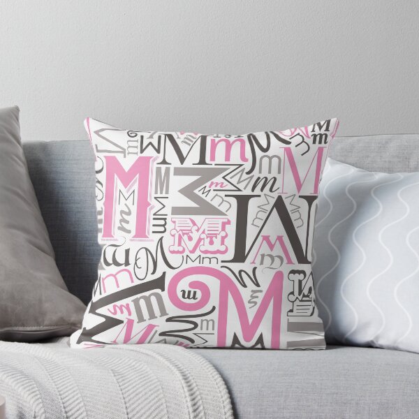 Aperçu de l'œuvre Alphabet: Mm en rose tendre / gris créée et vendue par scribblewit.