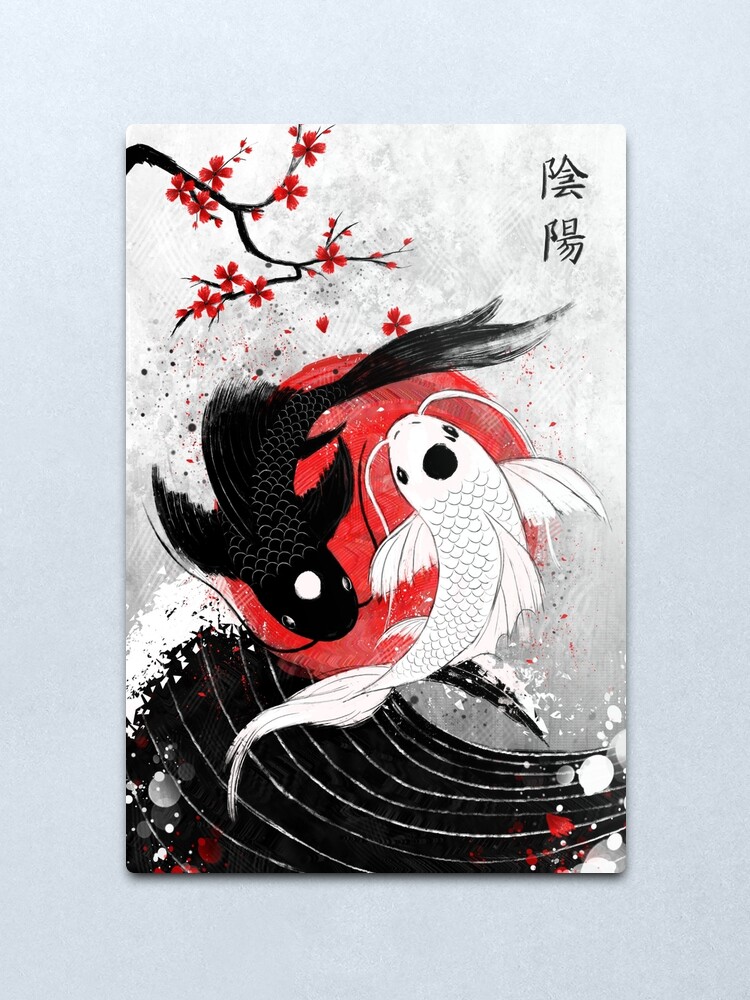 Alternate view of Koi fish - Yin Yang Metal Print