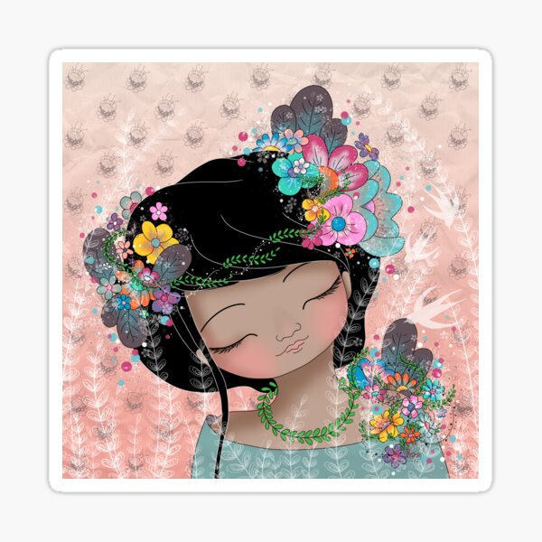 La fille aux fleurs Sticker