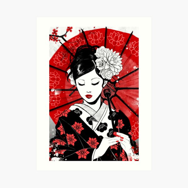 Asian Japanese Geisha Kimono Shop Advert Poster Vintage ORIENTAL ART PRINT
