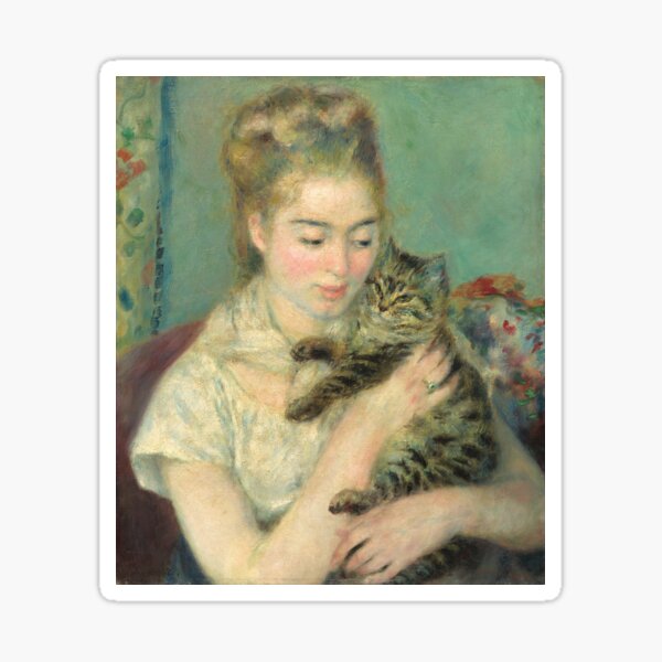 Item preview, Auguste Renoir, Woman with a Cat, 1875 Painting designed and sold by VibrantDesign.