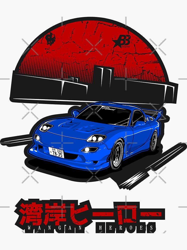 Wangan Heroes FD3S - Blue - Sticker by BBsOriginal