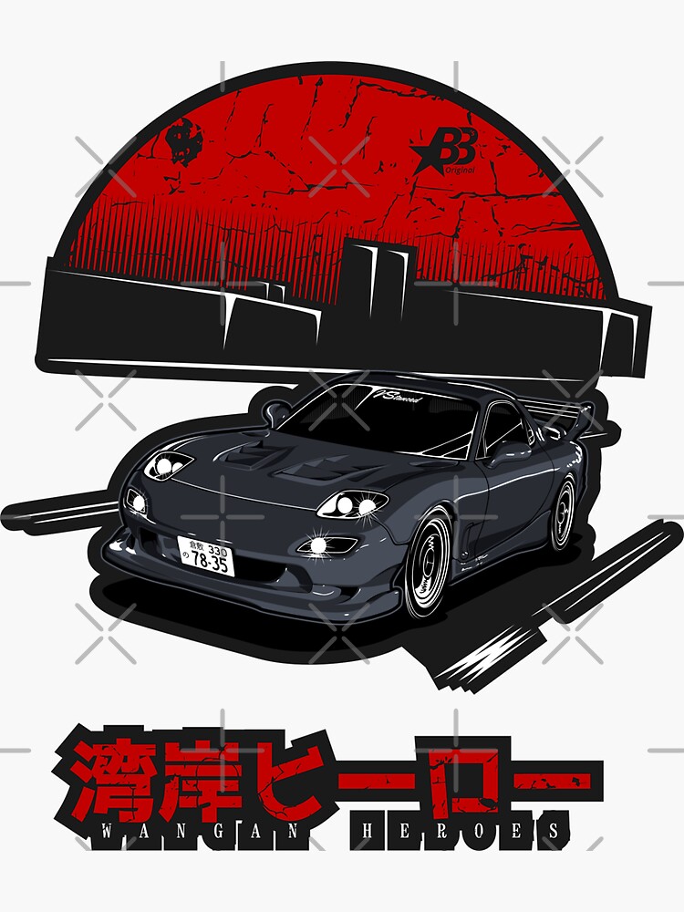 Wangan Heroes FD3S - Black - Sticker by BBsOriginal