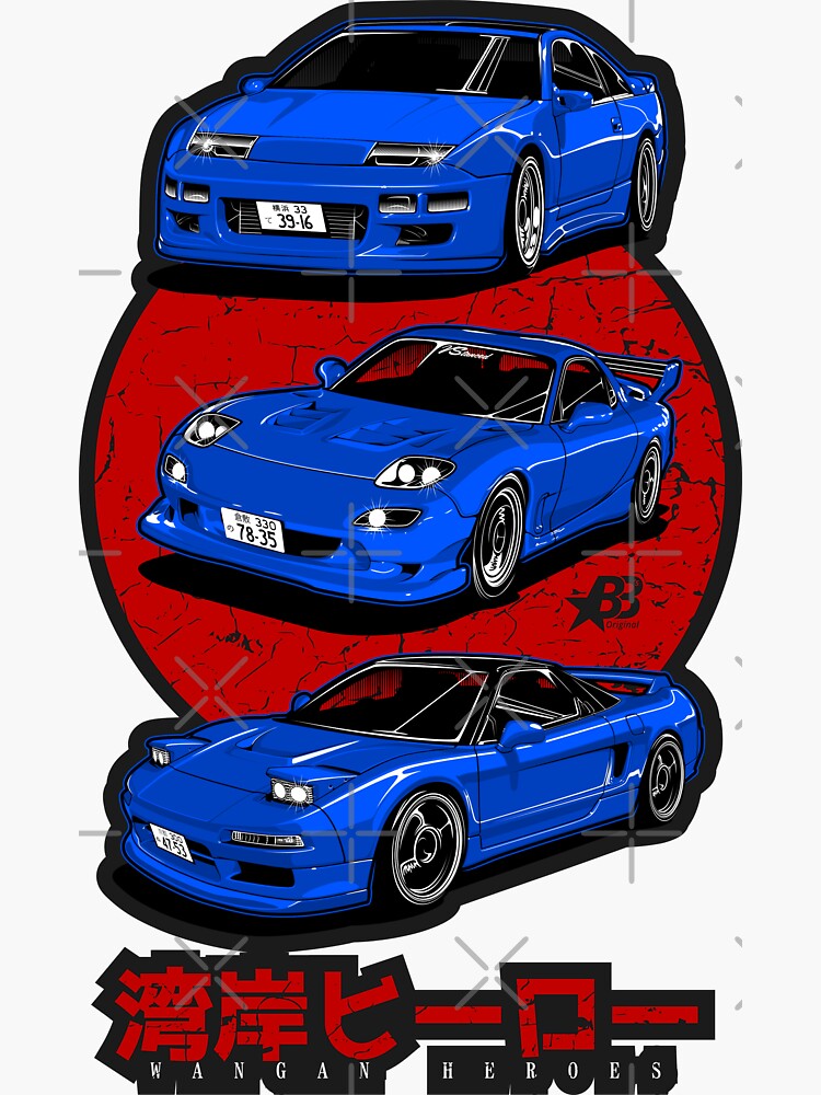 Wangan Heroes - Blue - Sticker by BBsOriginal