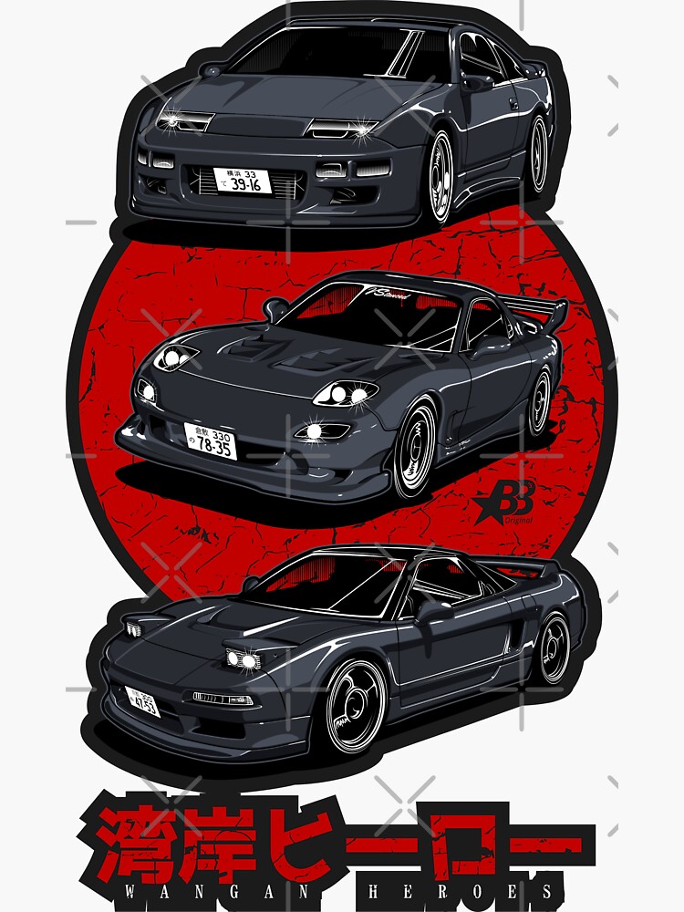 Wangan Heroes - Black - Sticker by BBsOriginal