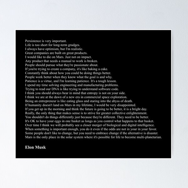 Item preview, Elon Musk Quotes designed and sold by Miguel Queiruga.