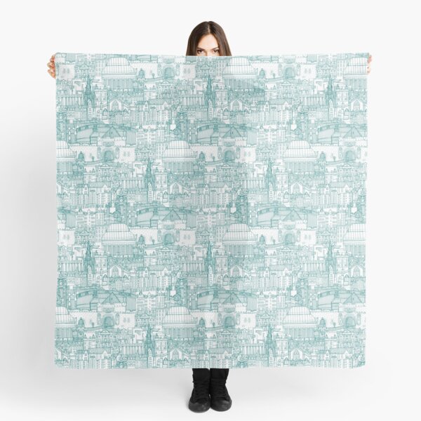 Item preview, Edinburgh toile teal white designed and sold by scrummy.