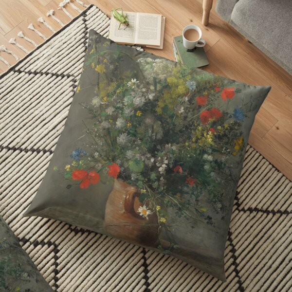 Auguste Renoir, Flowers in a Vase, 1866 Painting Floor Pillow