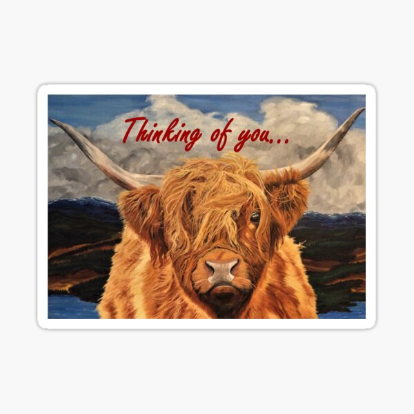 Highland Cow - Thinking of You Card Sticker