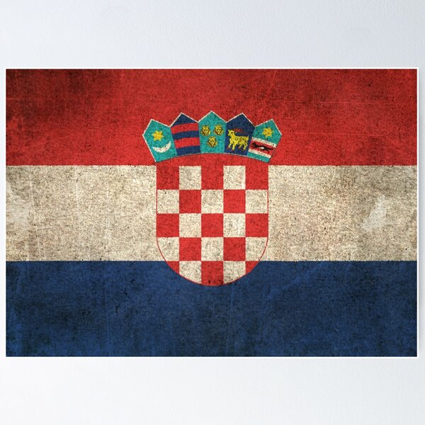 Aperçu de l'œuvre Drapeau de Croatie ancien, usé et vieilli créée et vendue par JeffBartels.