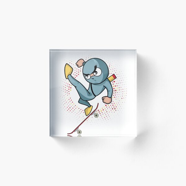 Ninko Ninja Ollie North . Skateboarding Showdown Acrylic Block