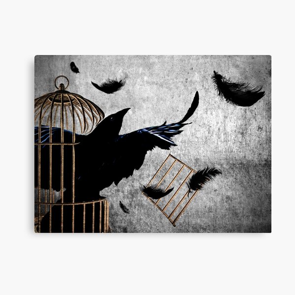 Aperçu de l'œuvre Crow mis en cage, plus de corbeaux brisant l'art surréaliste A192 créée et vendue par byNicol.