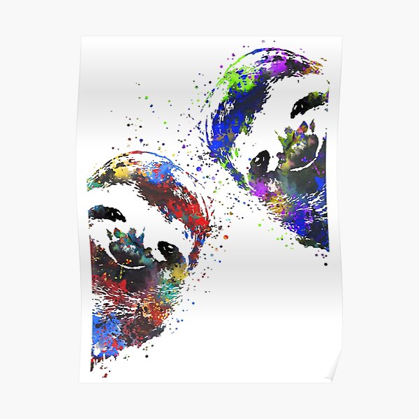 Sloth peeking, sloth, watercolor sloth Poster