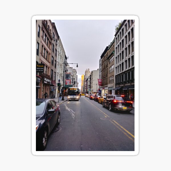 #NewYorkCity New York City #Neighbourhood, #Street, #Road, Lane, Urban area, #City, Town, Downtown, Human settlement Sticker