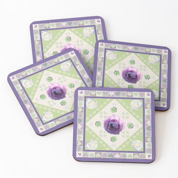 Item preview, Hearts 'n Green White 'n Violet Roses on Violet designed and sold by STHogan2.