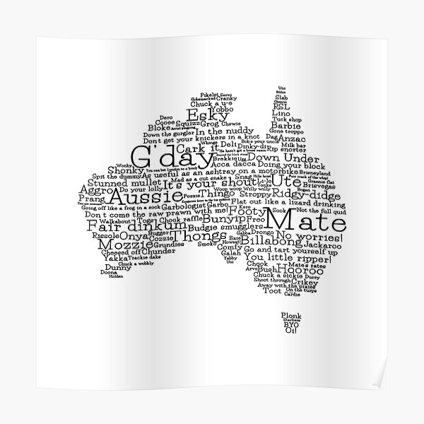 Australian slang map Poster