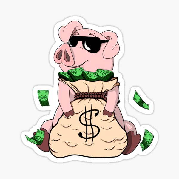 Item preview, Piggy Bank | Cute Pig With Money Bag designed and sold by 3Below.