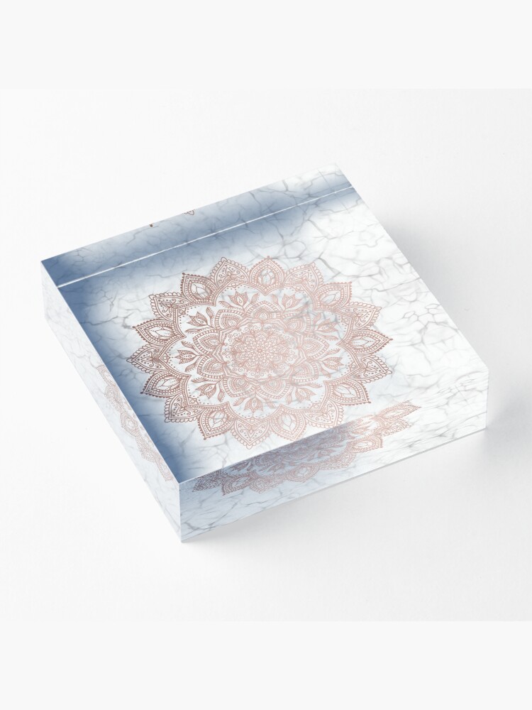 Alternate view of Boho Mandala - Rosegold on Marble Acrylic Block