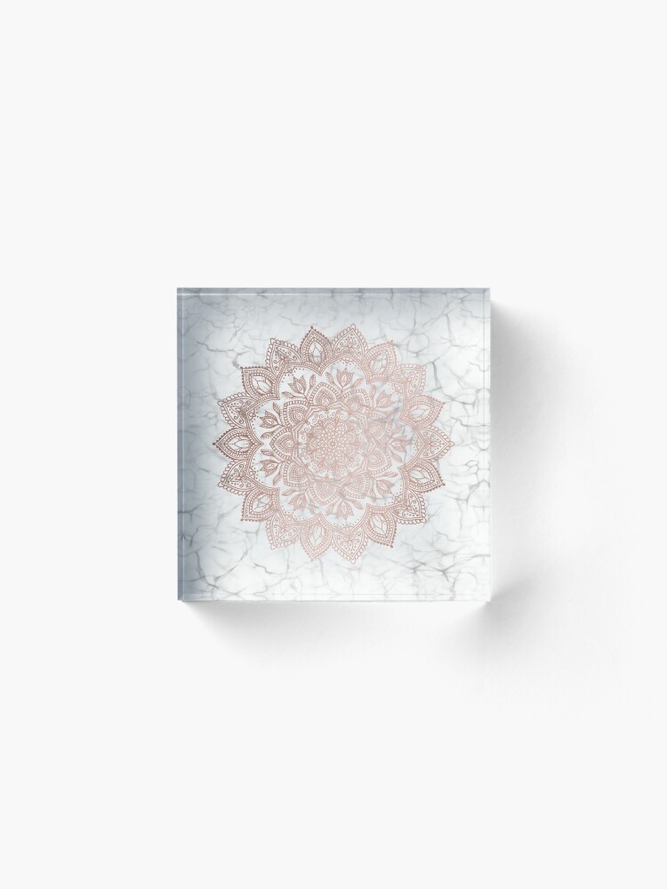 Alternate view of Boho Mandala - Rosegold on Marble Acrylic Block