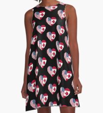 USA Canada Flag Friends Love Heart A-Line Dress