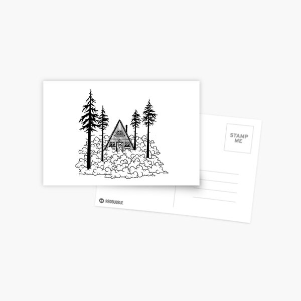 Item preview, Paradise is an A-frame Cabin - Original pen and ink illustrated design designed and sold by SnowlineArt.