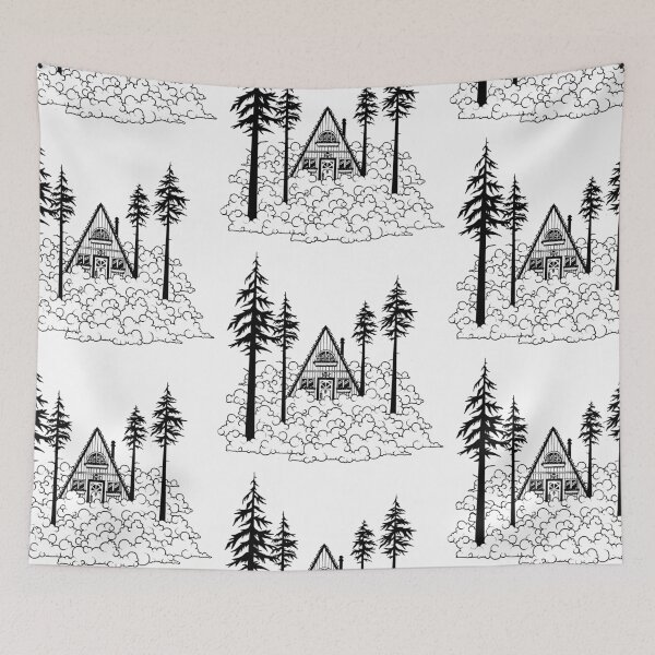 Item preview, Paradise is an A-frame Cabin - Original pen and ink illustrated design designed and sold by SnowlineArt.