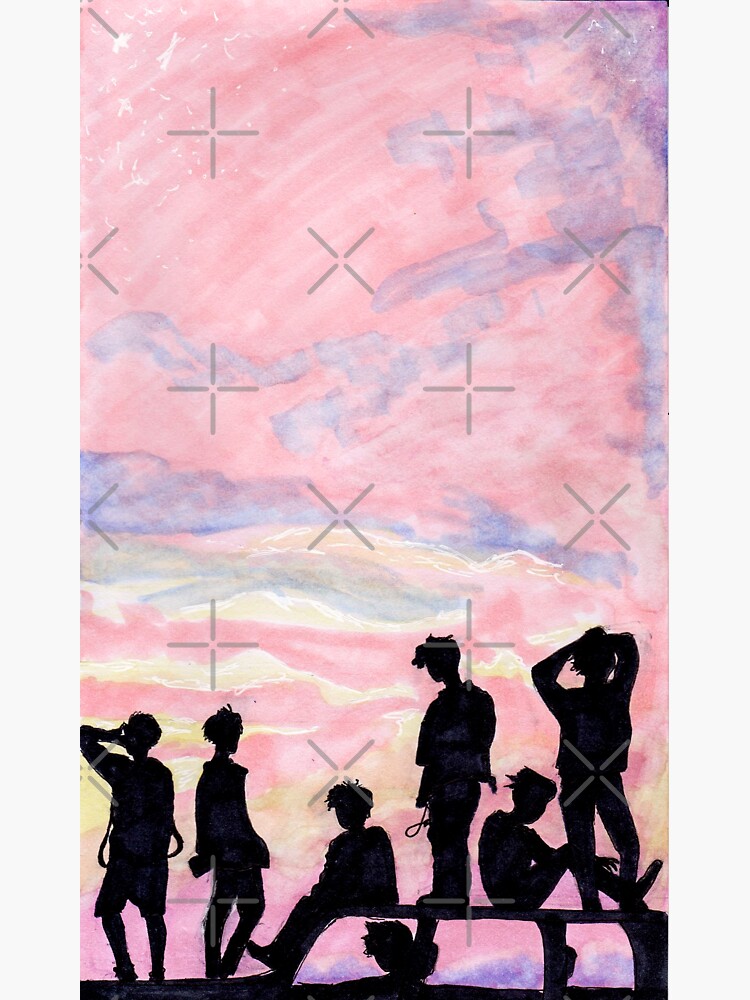 "BTS SILHOUETTE PAINT (BANGTAN BOYS) (방탄 소년들 실루엣 그림)" Sticker for
