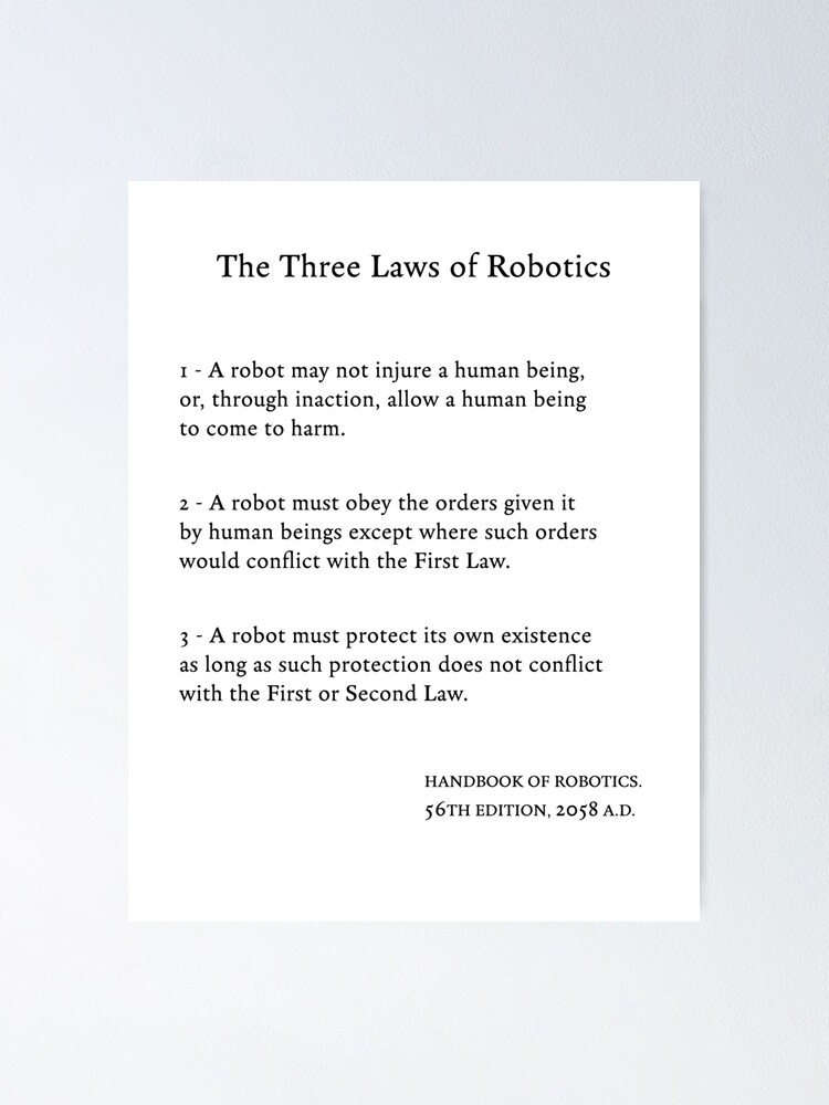 Person med ansvar for sportsspil arm isolation The Three Laws of Robotics" Poster for Sale by CloudThoughts | Redbubble