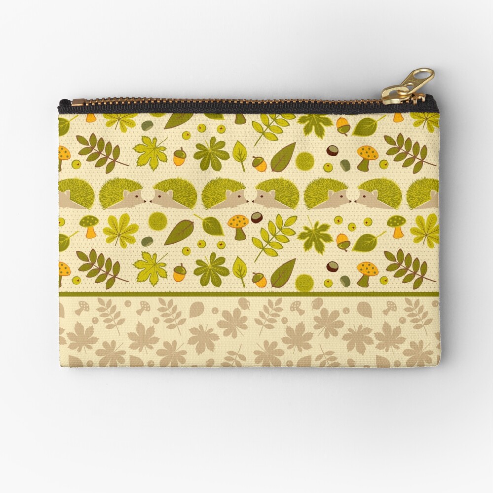Hedgehogs in the Green Fall Zipper Pouch