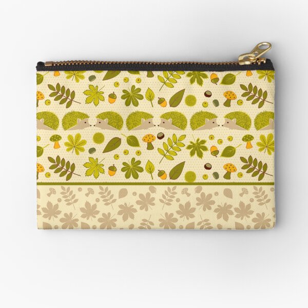 Hedgehogs in the Green Fall Zipper Pouch