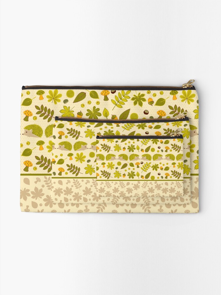 Alternate view of Hedgehogs in the Green Fall Zipper Pouch