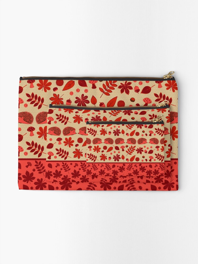 Alternate view of Hedgehogs in the Red Fall Zipper Pouch