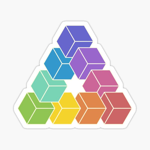 Rubiks Cube Penrose Triangle Optical Illusion - Inspired by Escher - Rubiks  Cube - Sticker