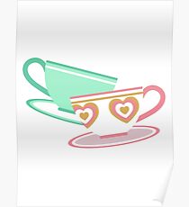 Mad Tea Party Teacups - Pink & Green Poster