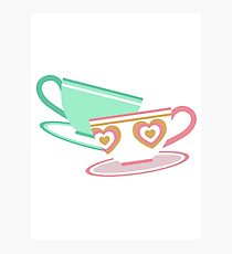Mad Tea Party Teacups - Pink & Green Photographic Print
