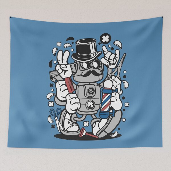 Item preview, Barber Robot Cartoon Character - Funny T-shirt - Barber Robot shop is a community for all people! designed and sold by Nickelparis.