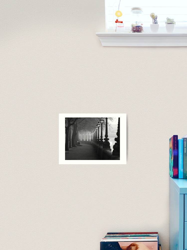 Thumbnail 1 of 3, Art Print, Chelsea Embankment, London. in Back and white designed and sold by hwjgage.