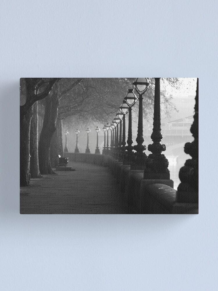 Thumbnail 2 of 3, Canvas Print, Chelsea Embankment, London. in Back and white designed and sold by hwjgage.