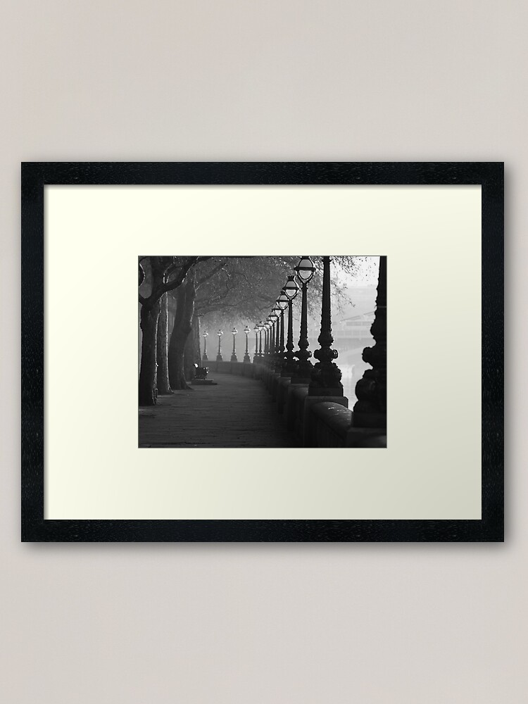 Thumbnail 1 of 7, Framed Art Print, Chelsea Embankment, London. in Back and white designed and sold by hwjgage.