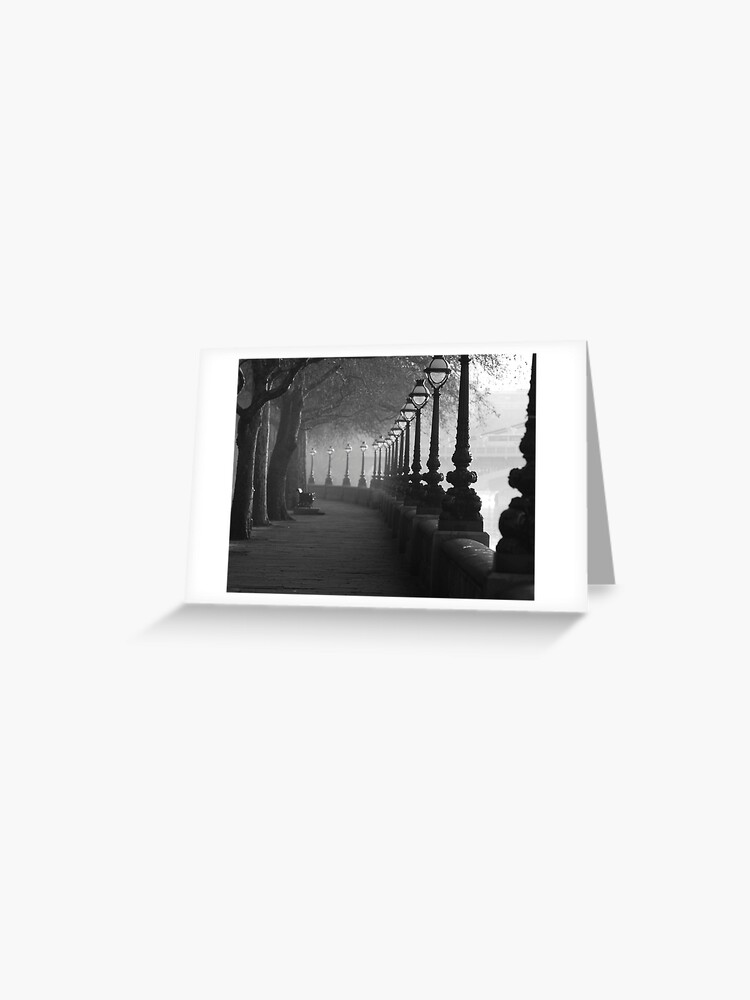 Thumbnail 1 of 2, Greeting Card, Chelsea Embankment, London. in Back and white designed and sold by hwjgage.