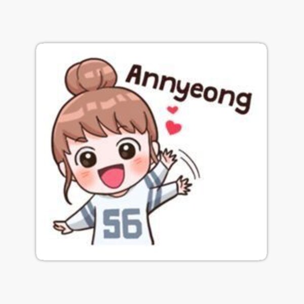 "Cute Korean girl Hello" Sticker by artatiana Redbubble