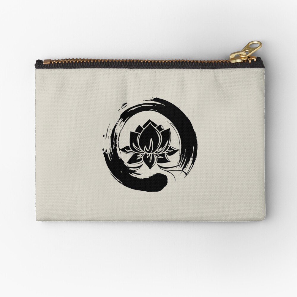 Enso Zen Lotus Zipper Pouch
