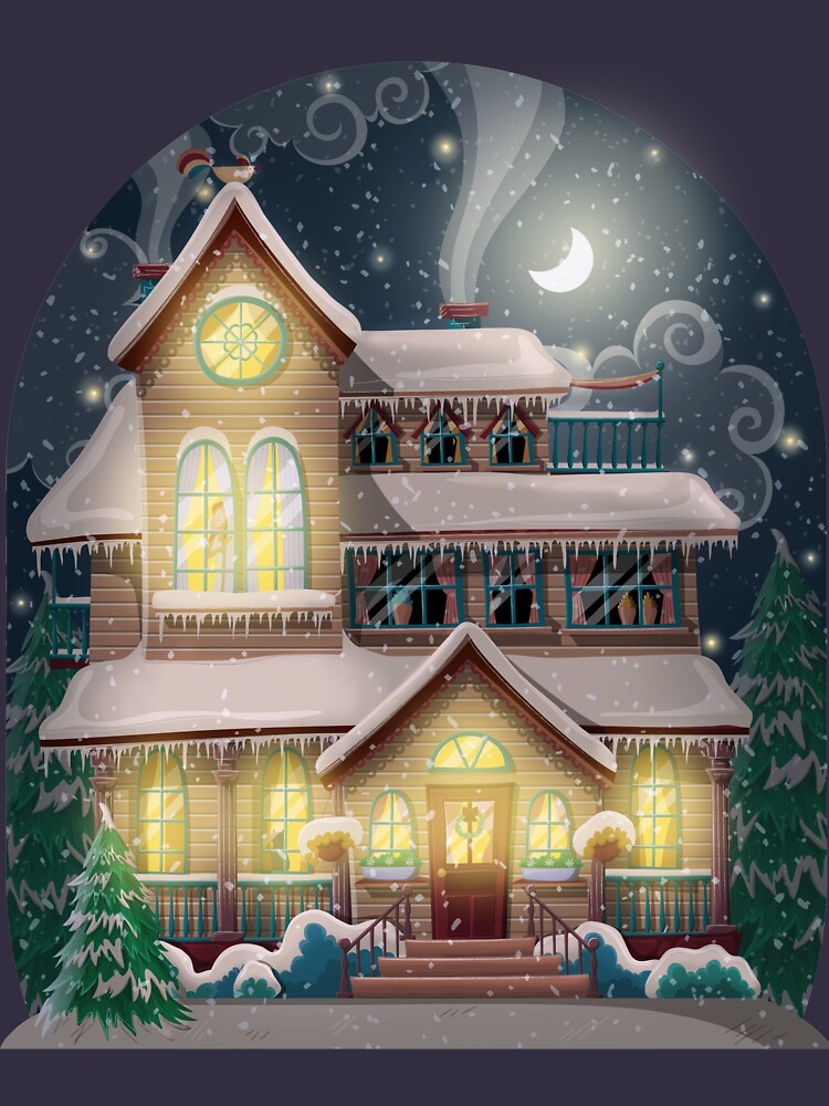 Christmas house in winter night by creaschon