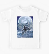 DOLPHIN & MOON Fantasy Art Poster Kinder T-Shirt
