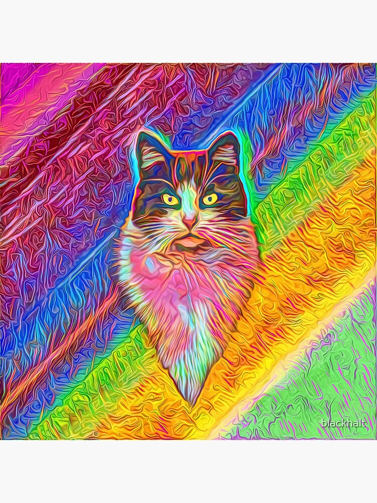 Thumbnail 3 of 3, Sticker, Abstract cat designed and sold by blackhalt.